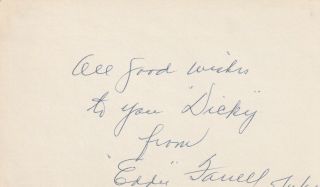 Autographed Eddie Doc Farrell 1932 - 33 York Yankees Index Card Deceased