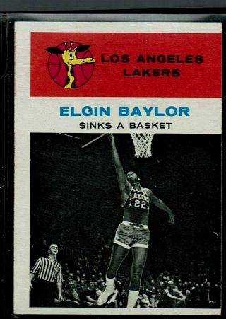 1961 - 62 Fleer Basketball Lakers Elgin Baylor Ia Rookie Card Rc Hof 46 Ex,