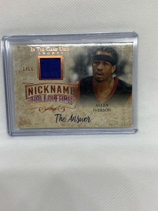 2018 Leaf In The Game Sports Nickname Allen Iverson Patch 1/15 Nhf - 01