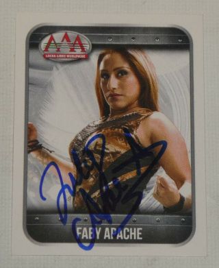 Faby Apache Signed 2016 Panini Aaa Lucha Libre Sticker Card 160 Reina Autograph