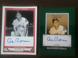 Al Rosen Cleveland Indians 2005 Upper Deck Origins & Old Judge Autograph 2 Cards