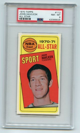 1970 - 71 Topps 112 John Havlicek All - Star Basketball Card,  Boston Celtics,  Psa 8