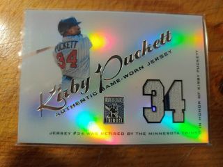 Kirby Puckett 2001 Topps Tribute Game Worn Jersey Rjkp 2 Color Jersey
