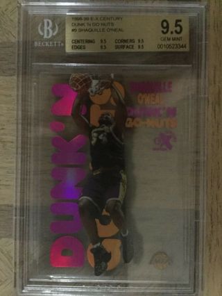 1998 Skybox E - X Ex Century Dunk N Go Nuts Shaquille O’neal 17dg Bgs 9.  5 Low Pop
