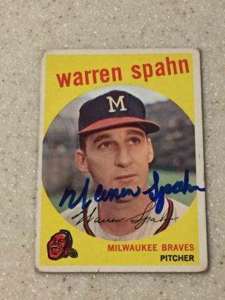 1959 Topps 40 Warren Spahn Signed Card