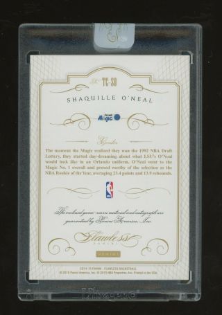 2014 - 15 Flawless Top of The Class Emerald Shaquille O ' Neal Patch AUTO 3/5 2