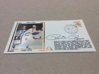 Pete Rose Signed 4000 Hits First Day Cover
