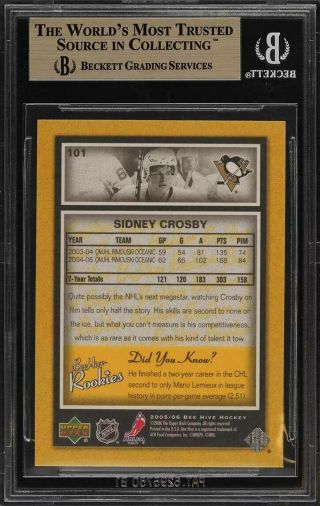 2005 Beehive Hockey Sidney Crosby ROOKIE RC 101 BGS 10 PRISTINE (PWCC) 2
