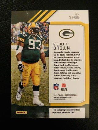 2019 Score Signatures Gilbert Brown Auto Packers 2