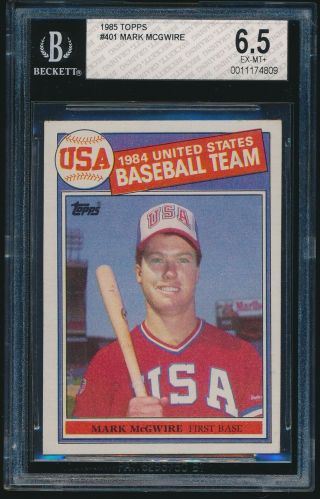1985 Topps Rookie 401 Mark Mcgwire Olympic Usa Rc Bgs 6.  5 Ex - Mt,