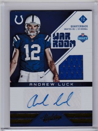 2012 Absolute War Room Materials Auto Autograph 4 Andrew Luck 21/49 Rc Rookie