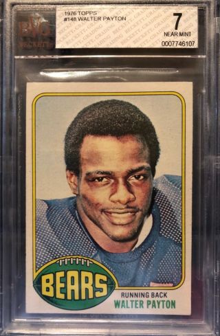 1976 Topps Football Card 148 Walter Payton Rookie Card - Graded 7 By Bgs