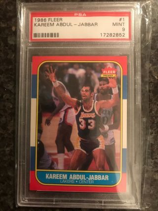 1986 - 87 Fleer Basketball Kareem Abdul - Jabbar 1 Psa 9