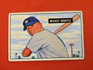 1951 Bowman Mickey Mantle 253 Possible Reprint Good Combined