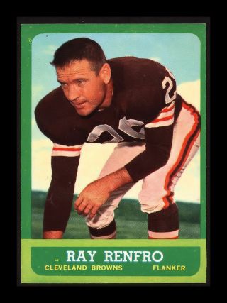1963 Topps Football " Ray Renfro " Cleveland Browns 15 Exmint,  (combined Ship)
