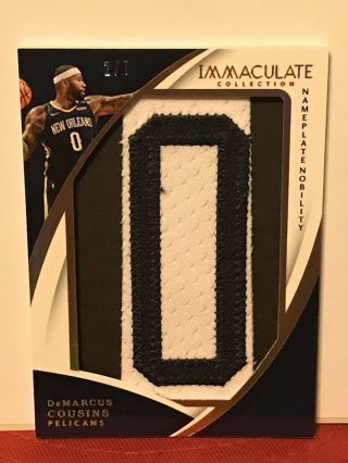 2/7 Demarcus Cousins 2017 - 18 Immaculate Nameplate Nobility Game Worn Letter ‘o’