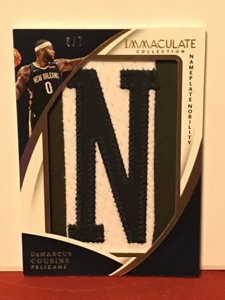 6/7 Demarcus Cousins 2017 - 18 Immaculate Nameplate Nobility Game Worn Letter ‘n’