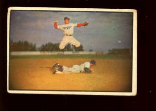 1953 Bowman Color Baseball Card 33 Pee Wee Reese Brooklyn Dodgers