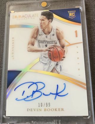 Rare 2015 - 16 Panini Immaculate Devin Booker Rc Auto 10/99 Rookie Card