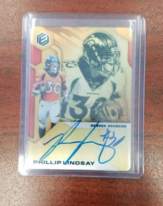2019 Panini Elements Phillip Lindsay Metal On - Card Auto Gold Sp 31/50 Broncos