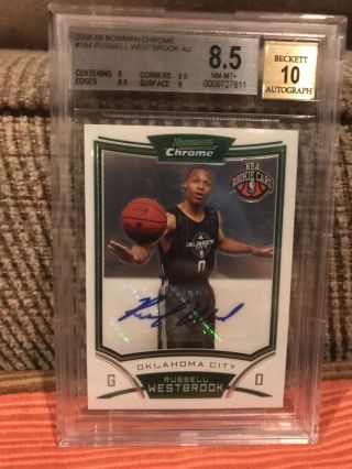 2008 - 09 Bowman Chrome Russell Westbrook Auto Rookie Rc Bgs 8.  5 $500 Book Value