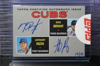 2019 Topps Heritage Kris Bryant Anthony Rizzo Dual Auto Autograph 19/25 Cubs Bl