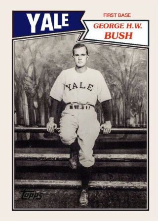 George H.  W.  Bush Custom Yale Baseball Card Of 41st President Of The United State