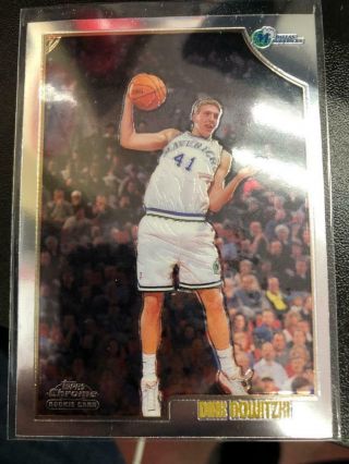 Dirk Nowitzki 1998/99 Topps Chrome Rookie Card Rc 154 Dallas Mavericks Tat3