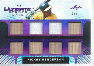 2019 Leaf Ultimate Sports Card Rickey Henderson 3/7 Purple 8x Relic Tuc - 27