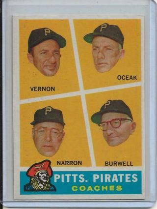 1960 Topps Baseball Card Of The Pittsburgh Pirates Team Coaches Near 467