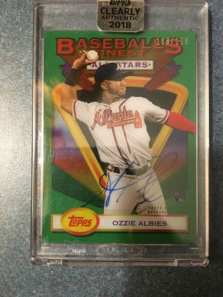 2018 Topps Clearly Authentic Ozzie Albies Green Finest Rookie Rc Auto Autograph