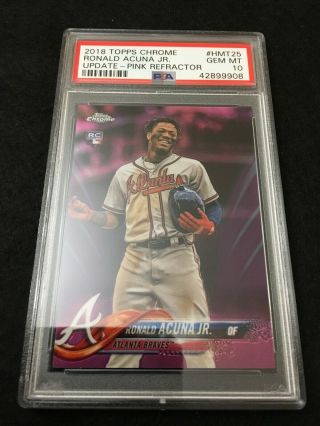 2018 Topps Chrome Update Pink Refractor Ronald Acuna Psa 10 Roy Braves 