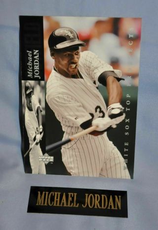 1994 Upper Deck Michael Jordan White Sox Card Mj23 W/ 1 " X3 " Nameplate Silver