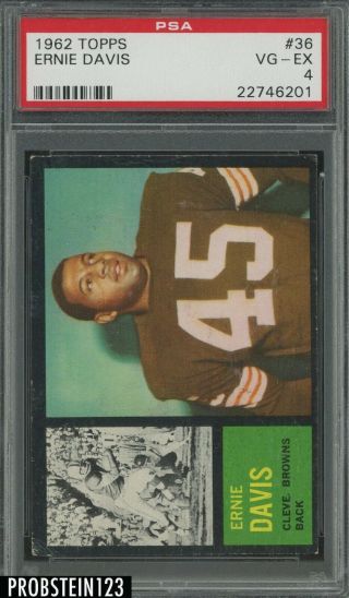 1962 Topps Football Setbreak 36 Ernie Davis Cleveland Browns Psa 4 Vg Ex