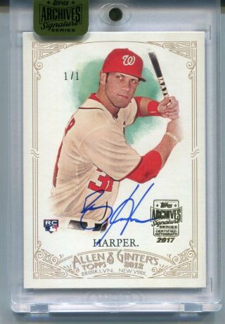 2017 Topps Archives Signature Buyback Bryce Harper 2012 Topps A&g Rc Auto 1/1