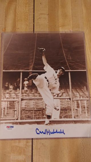 H.  O.  F.  Carl Hubbell 8x10 Autograph Photo Psa/dna