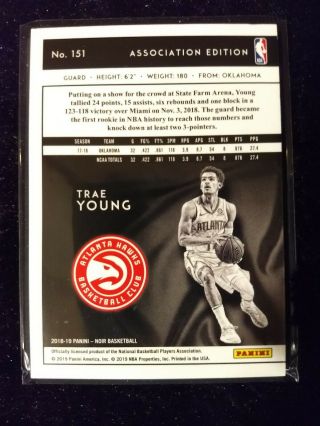 2018 - 19 Noir Trae Young (1) Association & (1) Icon Edition RC - both /85  4
