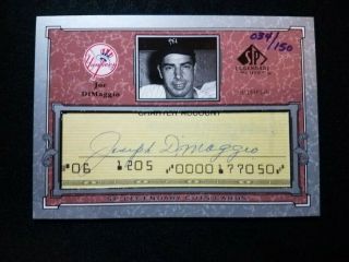 2001 Upper Deck Sp Legendary Cuts Joe Dimaggio Autograph 34/150