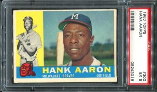 1960 Topps 300 Hank Aaron Psa 5 Ex Milwaukee Braves