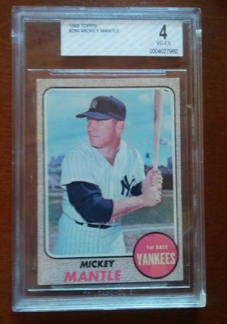 1968 Topps Mickey Mantle York Yankees 280 Baseball Card Bvg 4
