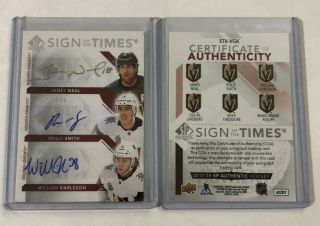 17 - 18 Ud Sp Authentic Sign Of The Times 6 Vegas Golden Knights 1/6 Fleury Neal,