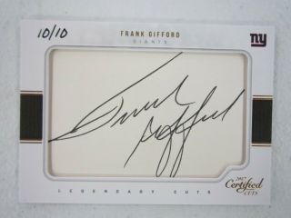 2017 Panini Certified Cuts Frank Gifford Auto Autograph Hand Numbered 10/10 Nyg