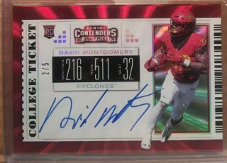 2019 Contenders Draft Picks David Montgomery Auto Rc Fame College Ticket D/5