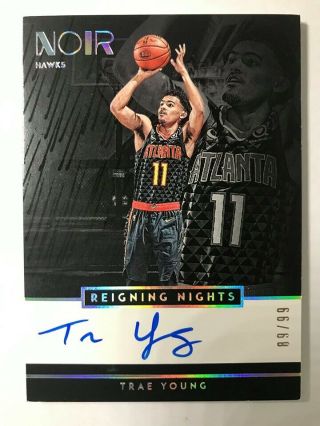 2018 - 19 Panini Noir Reigning Nights Signatures Autograph Auto Trae Young 89/99