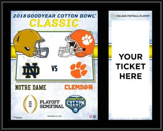 Notre Dame Vs.  Clemson 12 " X 15 " 2018 Goodyear Cotton Bowl " I Was There " Plaque