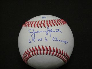 Ny Mets Legend 1969 W.  S.  C.  Catcher Jerry Grote Signed Baseball Inscribed W/coa