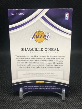 2016 - 17 Immaculate Patch Autographs Shaquille O ' Neal 2 COLOR PATCH AUTO /25 2