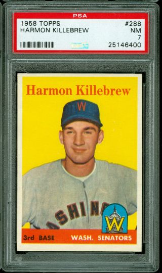 1958 Topps Baseball 288 Harmon Killebrew Psa 7 Razor Sharp Hof