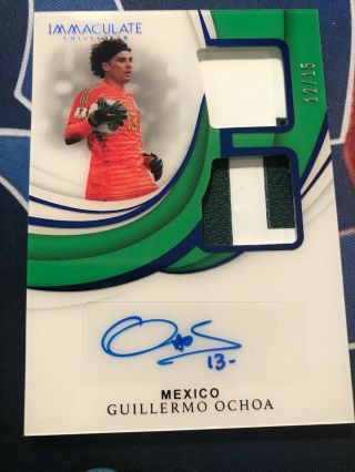 2018 - 19 Immaculate Soccer Dual Patch Autographs Guillermo Ochoa 12/15 