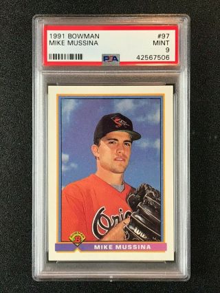 1991 Bowman Mike Mussina Rookie Card Psa 9 Baltimore Orioles
